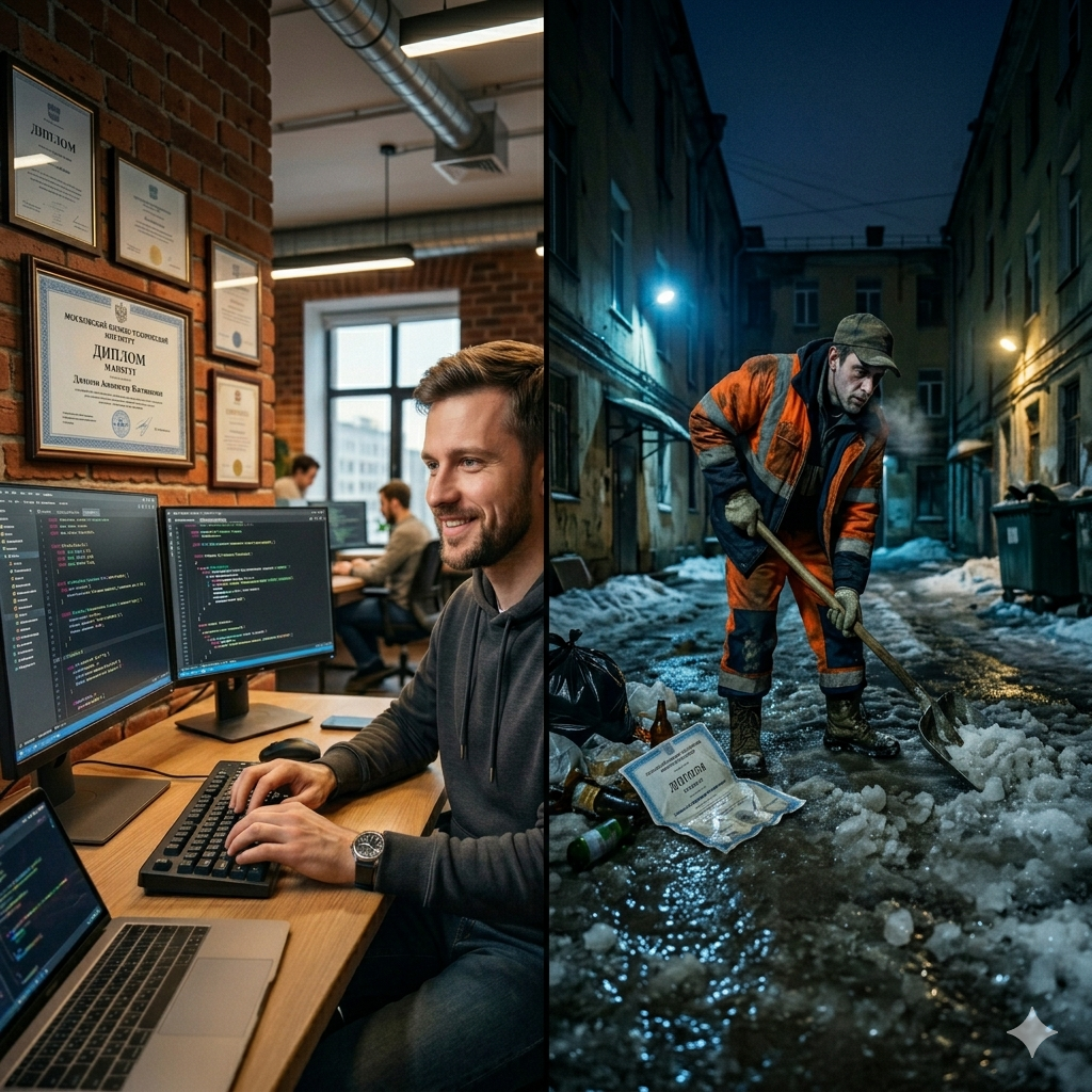 Как я будучи Senior Java разработчиком с дипломом МФТИ и 9 годами опыта стал дворником. Причина в ИИ.